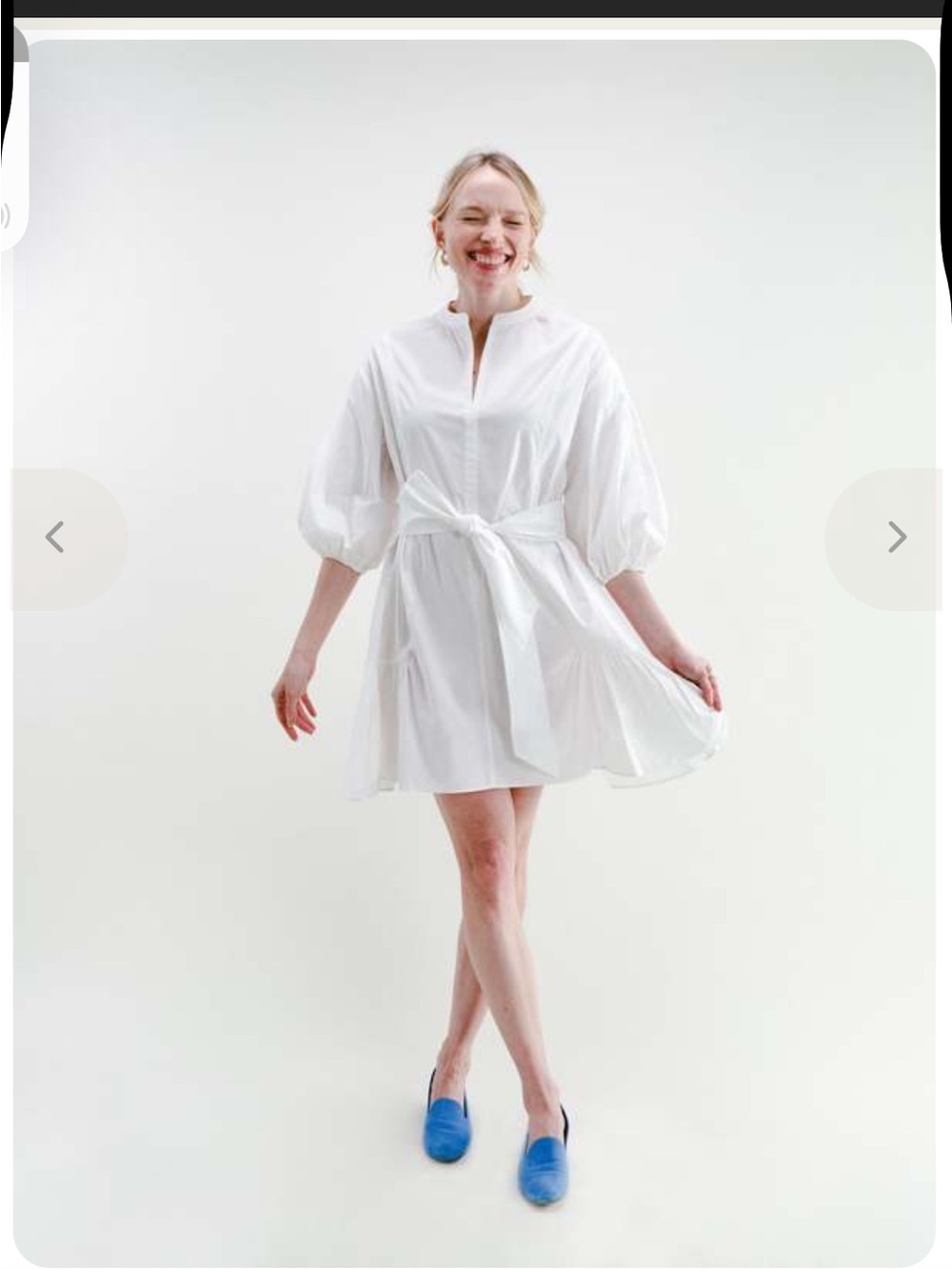 NWT Darling White Tie-Waist Poplin Tunic Dress, Size XS